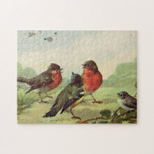Vintage Birds Illustration Art Jigsaw Puzzle