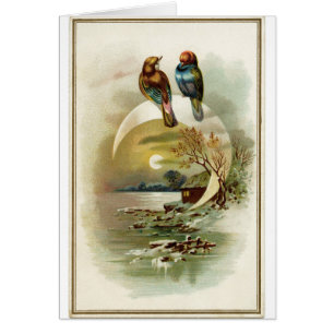 Vintage - Birds in a Wintery Scene,
