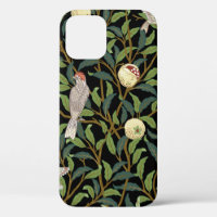 Vintage birds in foliage with birds and fruits sea