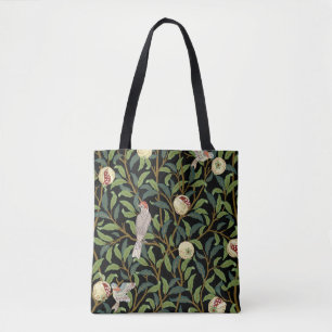 Vintage birds in foliage with birds and fruits sea tote bag