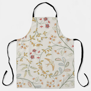 Vintage birds in foliage with flowers seamless pat apron