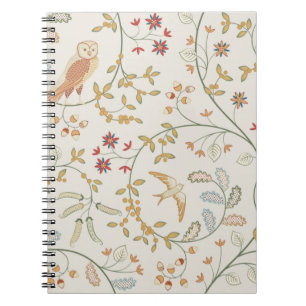 Vintage birds in foliage with flowers seamless pat notebook