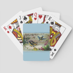 Vintage Birds in the Snow Playing Cards
