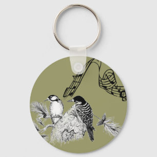 Vintage Birds Key Ring