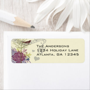 Vintage Birds Musical Damask Winter Tree Address Return Address Label