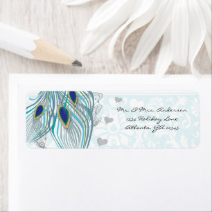 Vintage Birds Musical Peacock Feather Address Return Address Label