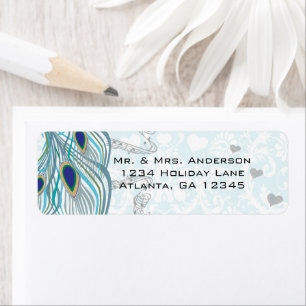 Vintage Birds Musical Peacock Feather Address Return Address Label