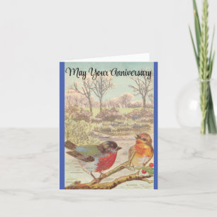 Vintage Birds On A Branch Anniversary Card