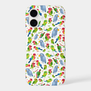 Vintage Birds Pattern, Colourful parakeet pattern