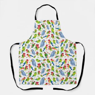 Vintage Birds Pattern, Colourful parakeet pattern Apron
