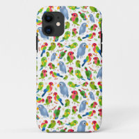 Vintage Birds Pattern, Colourful parakeet pattern