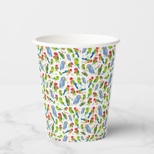 Vintage Birds Pattern, Colourful parakeet pattern Paper Cups