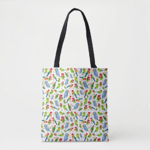 Vintage Birds Pattern, Colourful parakeet pattern Tote Bag