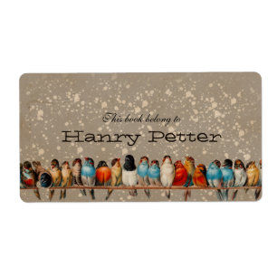 Vintage birds personal bookplate