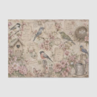 Vintage Birds Pink Blossoms Handwritten Notes