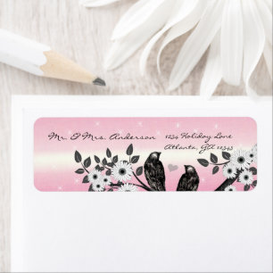 Vintage Birds Pink With Stars Address Return Address Label