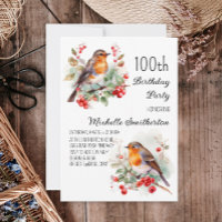 Vintage Birds Robin Redbreast 100th Birthday