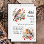 Vintage Birds Robin Redbreast 40th Birthday Invitation<br><div class="desc">40th birthday party invitation with paintings of pretty little Robins sitting in the branches of a tree with red berries and green leaves. Contact me for assistance with your customisations or to request additional matching or coordinating Zazzle products for your celebration.</div>
