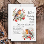 Vintage Birds Robin Redbreast 50th Birthday Invitation<br><div class="desc">50th birthday party invitation with paintings of pretty little Robins sitting in the branches of a tree with red berries and green leaves. Contact me for assistance with your customisations or to request additional matching or coordinating Zazzle products for your celebration.</div>