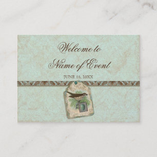 Vintage Birds, Robin's Egg Escort Table Seating Place Card