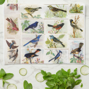 Vintage Birds Tea Towel