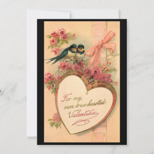 Vintage Birds Valentine's Day Custom Holiday Card