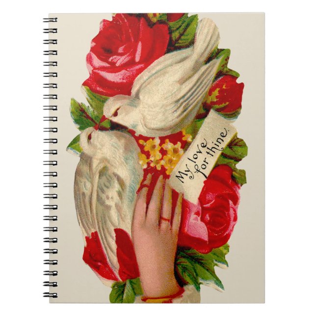 Vintage Birds Victorian Love Dove Classic Art Notebook (Front)