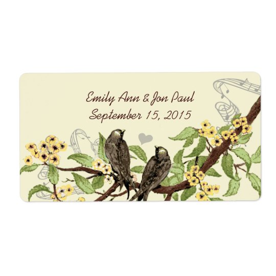 Vintage Birds Yellow flowering Branch Labels