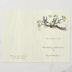 Vintage Birds Yellow & Grey Woodgrain Program