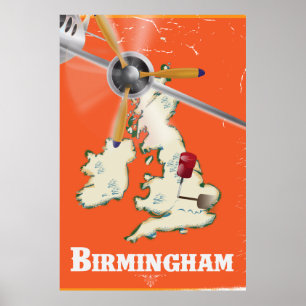 Vintage Birmingham Travel Poster