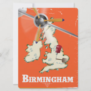 Vintage Birmingham Travel Poster Invitation