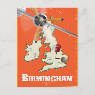 Vintage Birmingham Travel Poster Postcard