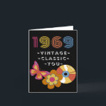 Vintage Birthday 1969 Retro Design for Friend Card<br><div class="desc">Born in 1969 Vintage Birthday for Friend. Vintage,  Classic,  You text on the cover. A retro butterfly,  LP record,  and flower are featured on the cover. Art,  image,  and verse copyright © Shoaff Ballanger Studios,  2022.</div>