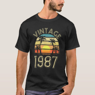 Vintage Birthday 1987 For Men Women 35 Year Old Bi T-Shirt