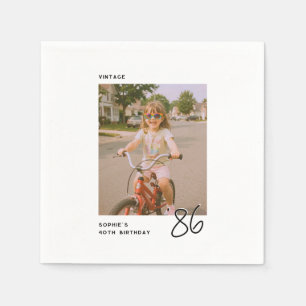 Vintage Birthday Any Age Personalised Photo Napkin