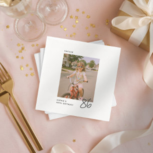 Vintage Birthday Any Age Personalised Photo Napkin