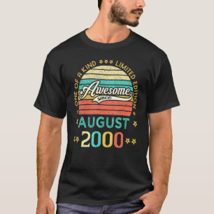 Vintage Birthday Awesome Since August 2000 Limited T-Shirt