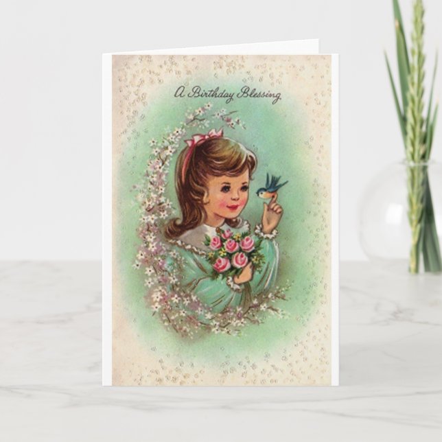 Vintage Birthday Blessing Card (Front)