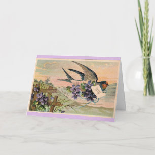 Vintage Birthday - Bluebird & Violets, Card