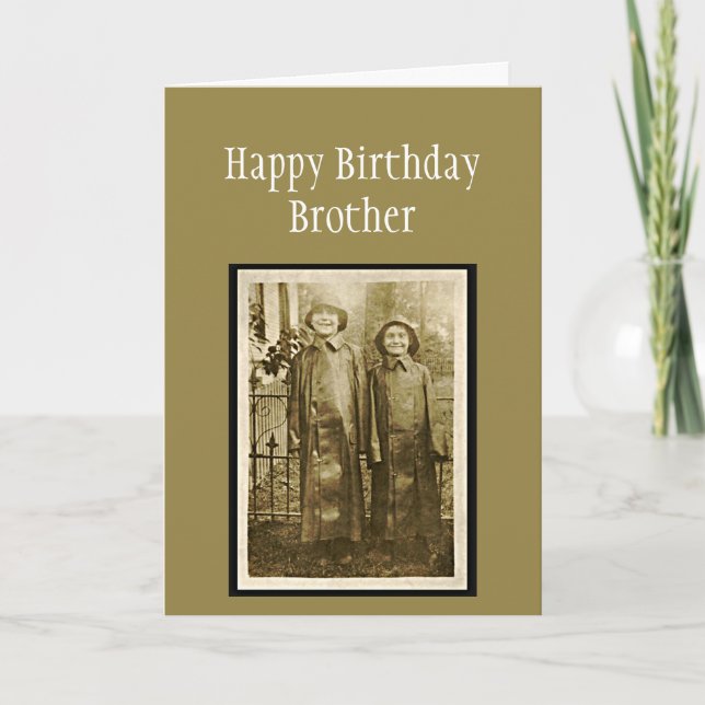 Vintage Birthday Brother Fun Photo Card (Front)
