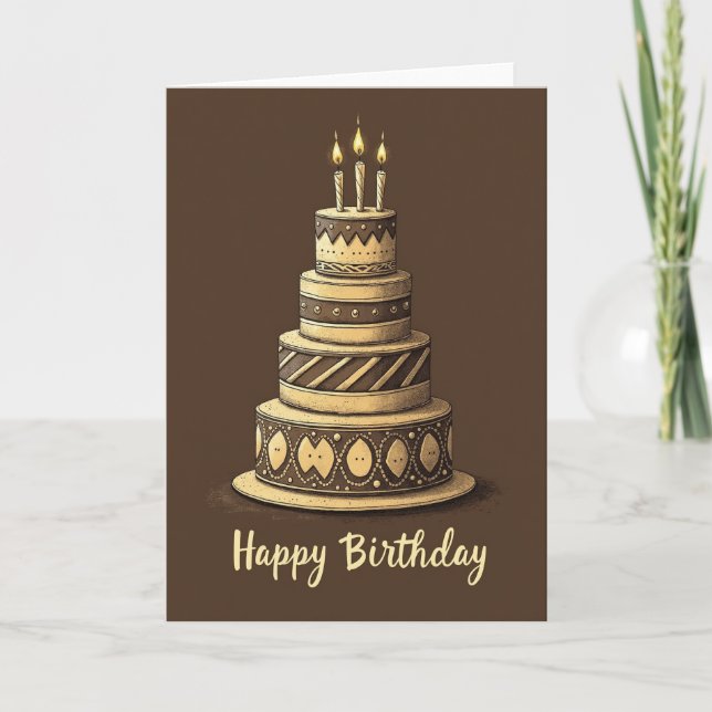 Vintage Birthday Cake Card (Front)