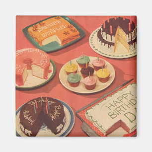 Vintage Birthday Cakes Magnet