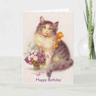 Vintage Birthday Cat (Message Inside), Card