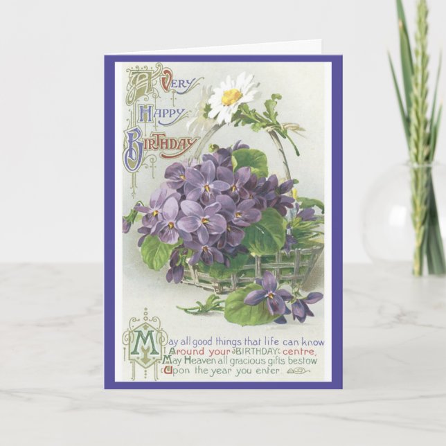 Vintage Birthday Flowers Card (Front)