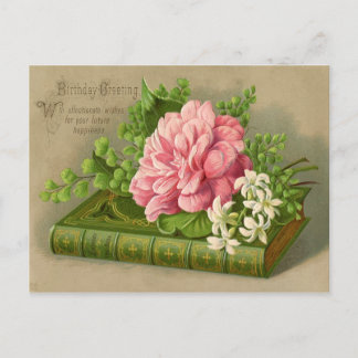 Vintage Birthday Flowers Postcard