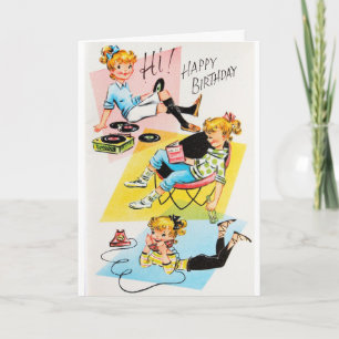 Vintage Birthday for Teenage Girl, Card