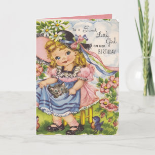 Vintage Birthday girl add message card