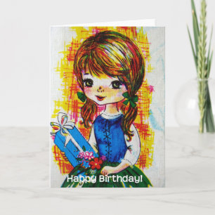 Vintage Birthday Girl Card