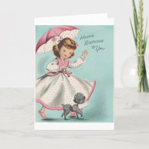 Vintage - Birthday Girl with Poodle, Card