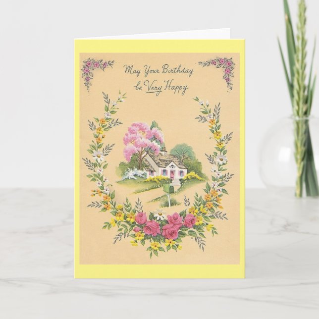 Vintage Birthday Greeting Card (Front)